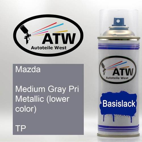 Mazda, Medium Gray Pri Metallic (lower color), TP: 400ml Sprühdose, von ATW Autoteile West.